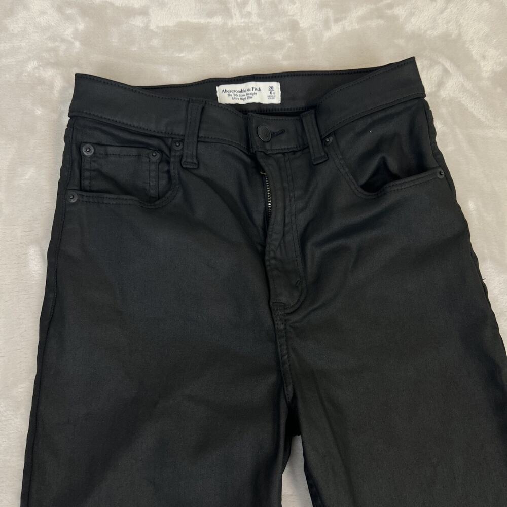 Abercrombie Fitch‎ Pants Womens 28/6 XS Black 90s Slim Straight Ultra High Rise - Picture 2 of 13